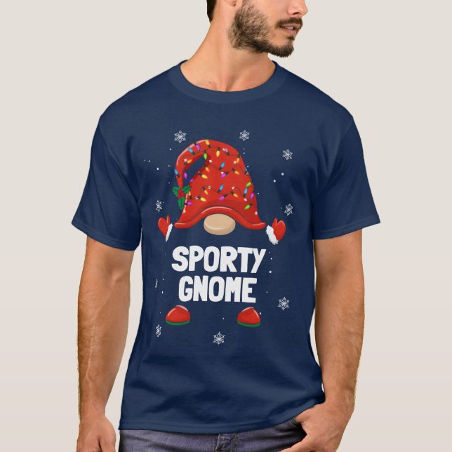 Christmas Gnome Sporty Gnome Family Christmas retr T-Shirt (Front)