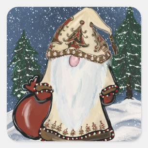 CHRISTMAS GNOME SQUARE STICKER