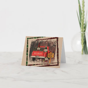 Christmas Gnome Sweet Gnome Red Truck Plaid Rustic Card
