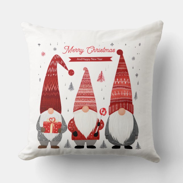 Christmas Gnome Throw Pillow (Front)