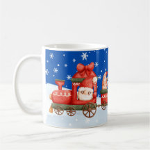 Christmas gnome train with night sky and snowflake