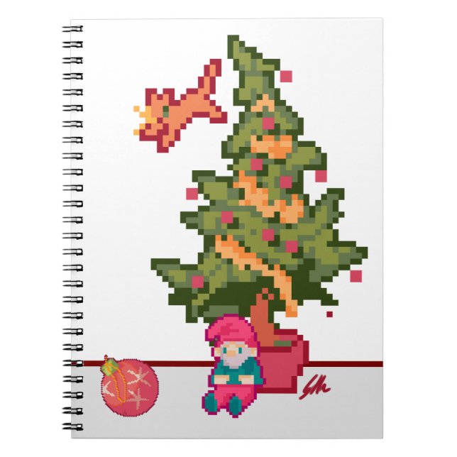 Christmas gnome tree Pixelart, Pixel Art  Notebook (Front)