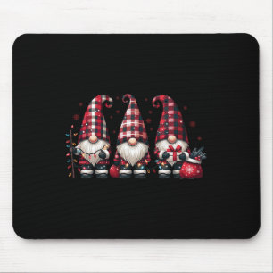 Christmas Gnome Trio Buffalo Check Plaid Hats Xmas Mouse Pad