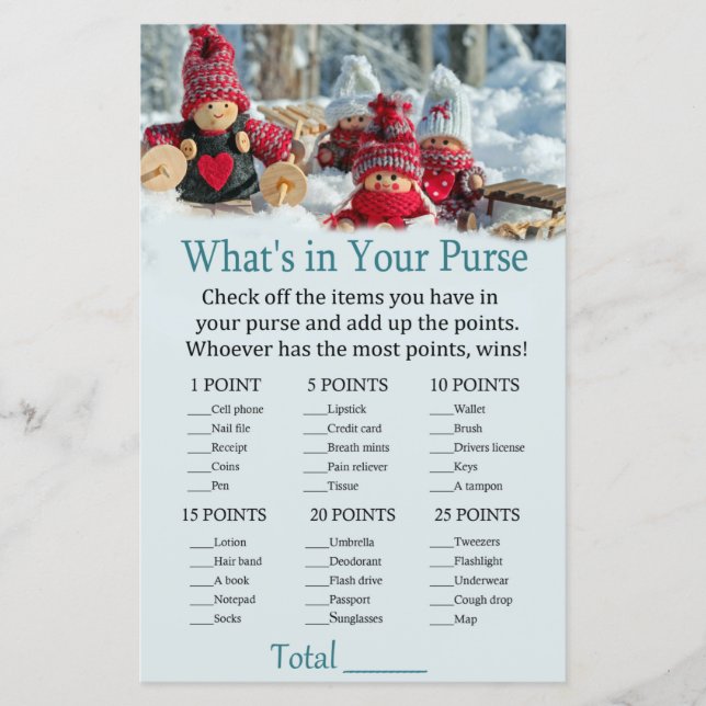 christmas gnome What's in your purse game (Front)