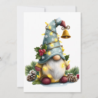 Christmas Gnome - Whimsical Gnome with Lights Holiday Card