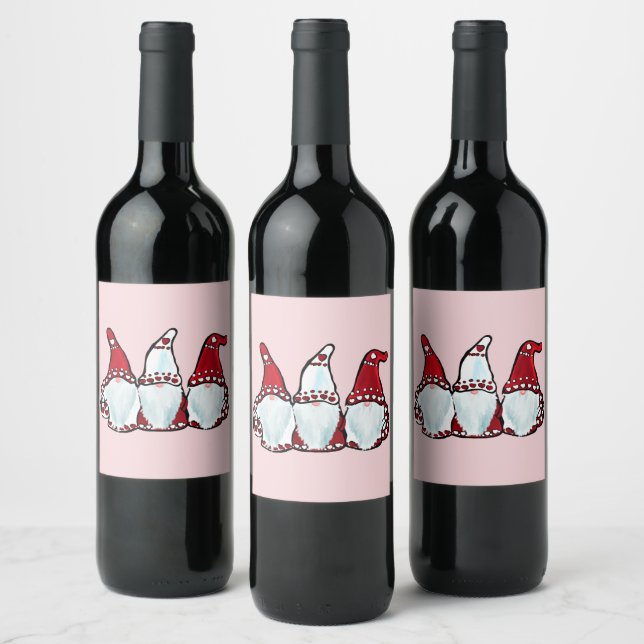 CHRISTMAS GNOME    WINE LABEL (Bottles)