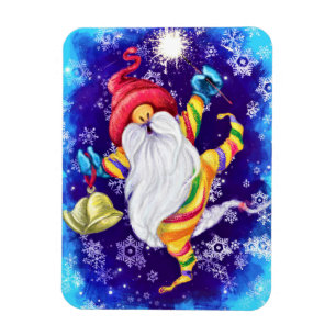 Christmas Gnome with Bells Magnet - Painting