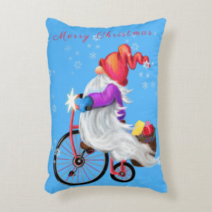 Christmas Gnome with Bike and Gift Pillow