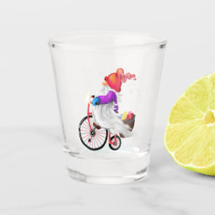 Christmas Gnome with Bike and Gift Shot Glass