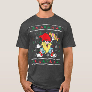 Christmas gnome with candy canes design funny ugly T-Shirt
