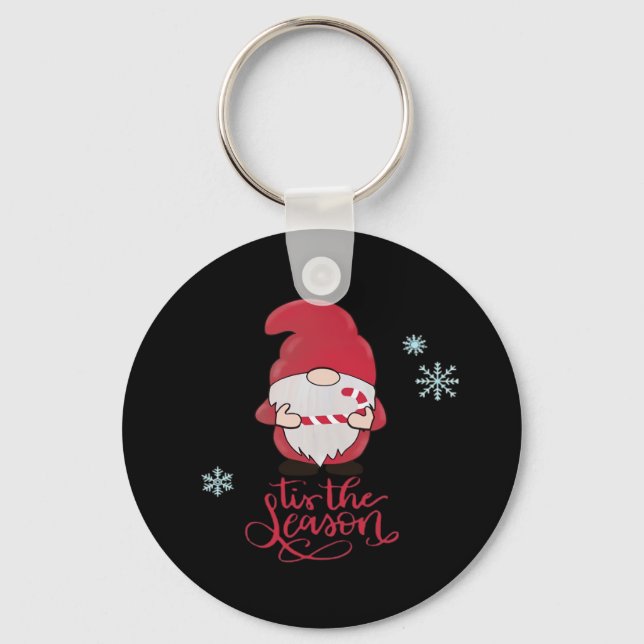 Christmas Gnome With Candycane Key Ring (Front)