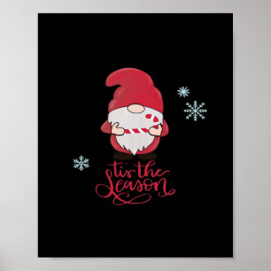 Christmas Gnome With Candycane Poster