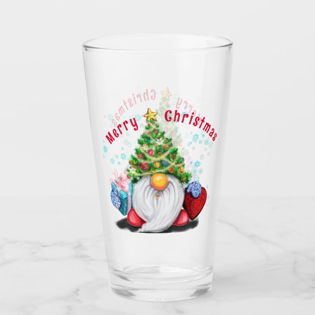 Christmas Gnome with Gift Glass - Customisable (Front)