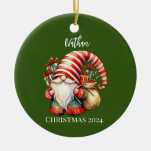 Christmas Gnome with Gifts Personalised Ornament 