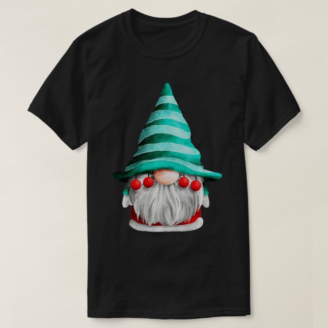 Christmas Gnome with Hat and Beard Holiday Red Pre T-Shirt (Design Front)