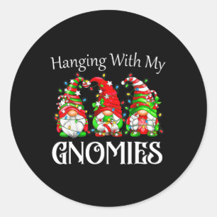 Christmas Gnome With My Gnomies Family Pyjamas Classic Round Sticker