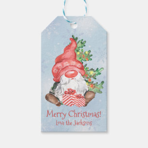 Christmas Gnome with Presents Tree Personalised Gift Tags