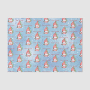 Christmas Gnome with Presents Tree Personalised Tissue Paper
