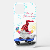 Christmas Gnome with Skateboard iPhone Case