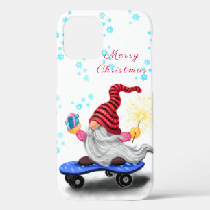 Christmas Gnome with Skateboard iPhone Case