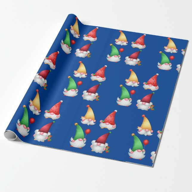 Christmas Gnome Wrapping Paper  (Unrolled)