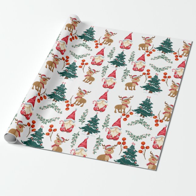 Christmas gnome wrapping paper Scandinavian  (Unrolled)