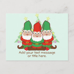 Christmas Gnomes Add Your Text Postcard