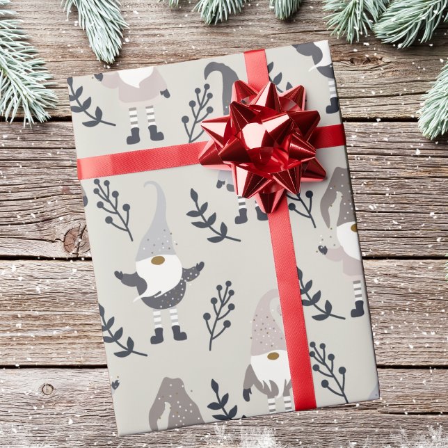 Christmas Gnomes and Greenery Wrapping Paper (Creator Uploaded)