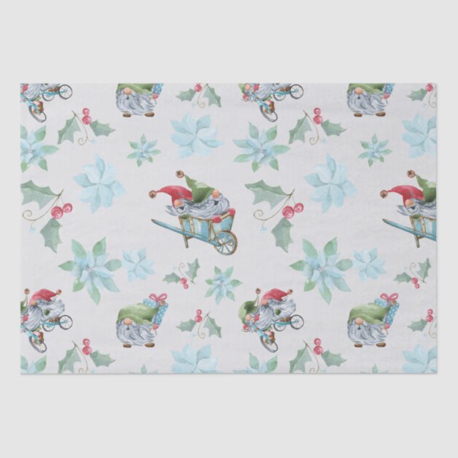 Christmas Gnomes At Play Tissue Paper (Front)