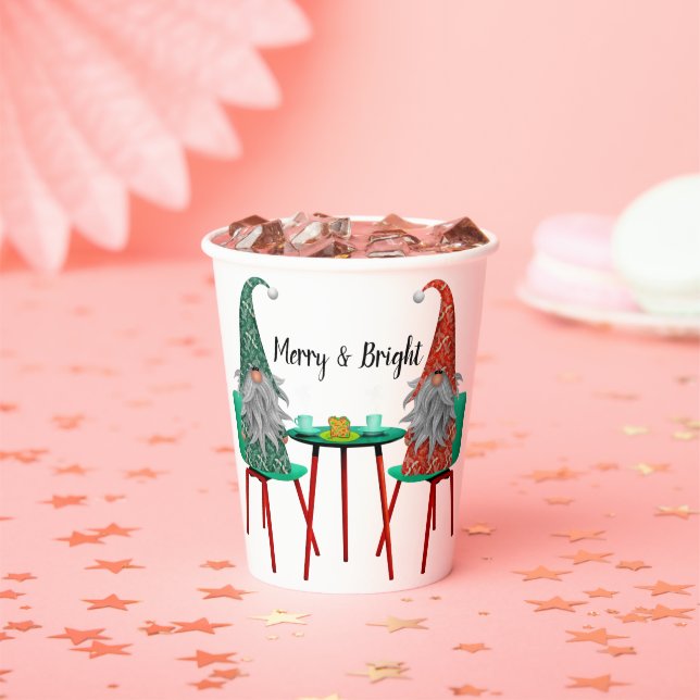 Christmas Gnomes At The Table Paper Cups (Insitu)