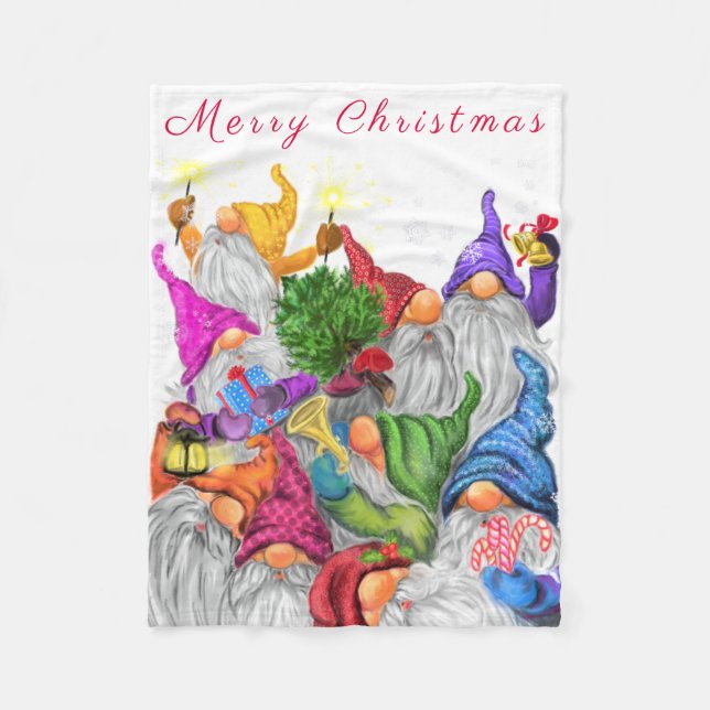 Christmas Gnomes Baby Fleece Blanket (Front)