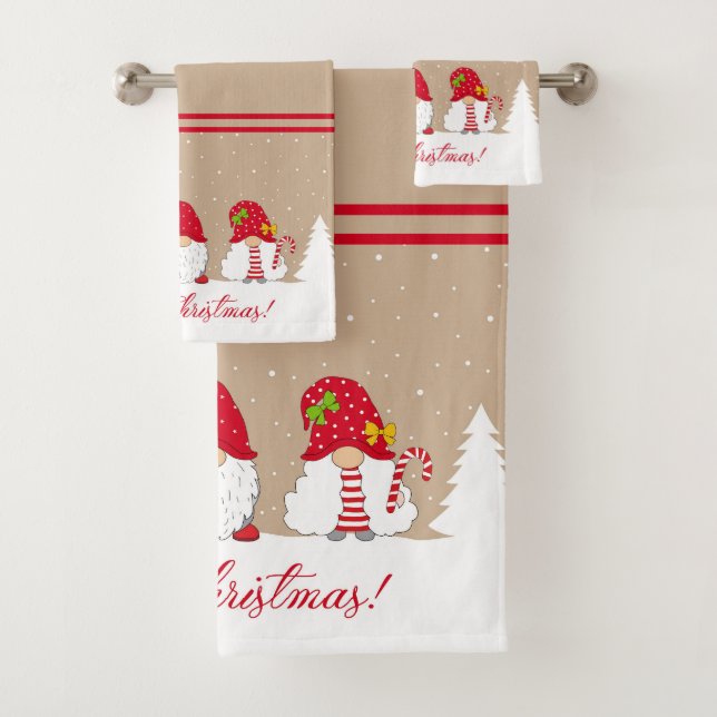 Christmas Gnomes Bath Towel Set (Insitu)