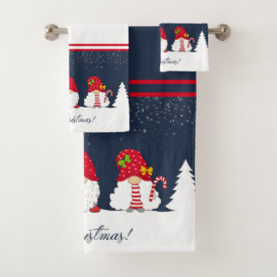 Christmas Gnomes Bath Towel Set