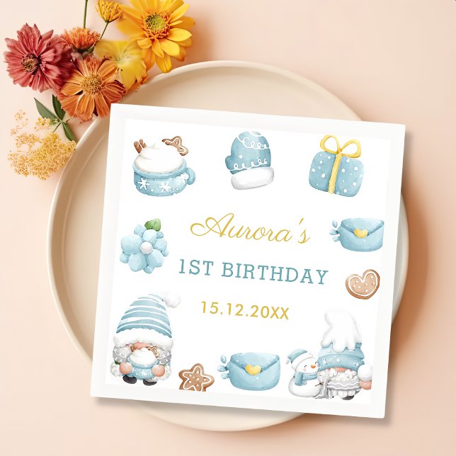 Christmas Gnomes Birthday Party Napkins (Creator Uploaded)