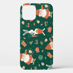 Christmas Gnomes, Bunny Holiday Pattern. iPhone 12 Case