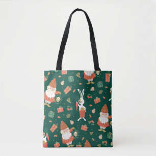 Christmas Gnomes, Bunny Holiday Pattern. Tote Bag