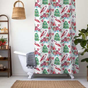 Christmas Gnomes Candy Pattern Shower Curtain