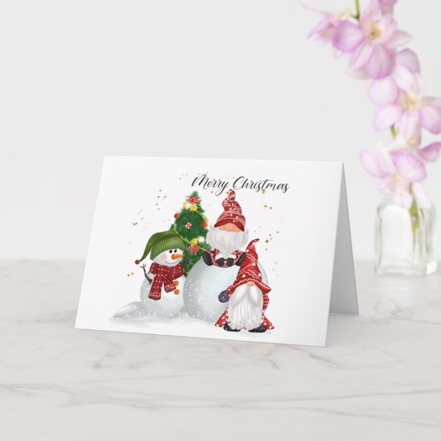 Christmas Gnomes Christmas Card (Orchid)