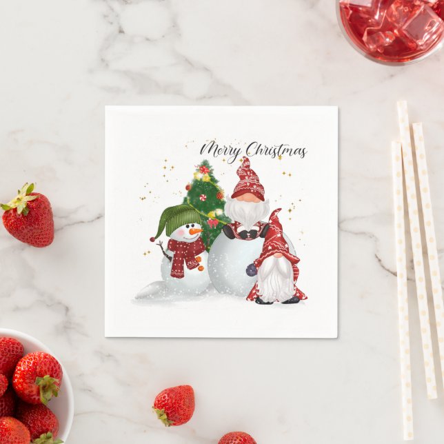 Christmas Gnomes Christmas Napkins (Insitu)
