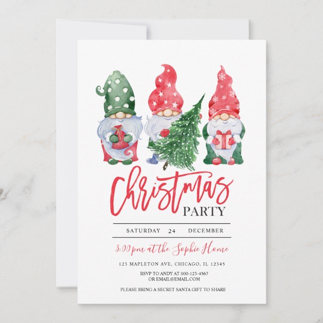 Christmas Gnomes Christmas Party Invitation (Front)