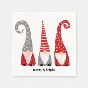 Christmas Gnomes Christmas Red Gray White Custom Napkin