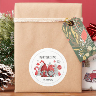 Christmas Gnomes Classic Round Sticker