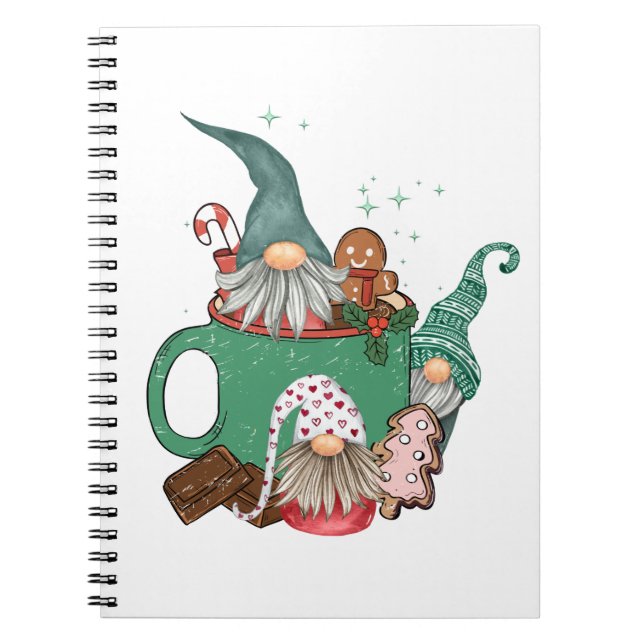 Christmas Gnomes & Cocoa Notebook (Front)