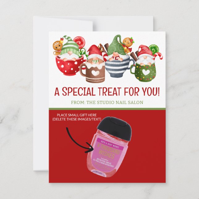 Christmas Gnomes, Cocoa Personalised Gifting Cards (Front)
