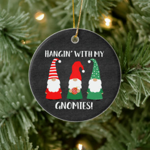 Christmas Gnomes Cute Holiday Ceramic Ornament