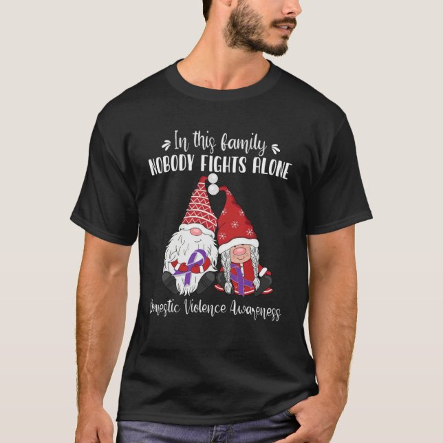 Christmas Gnomes Domestic Violence Awareness T-Shirt (Front)