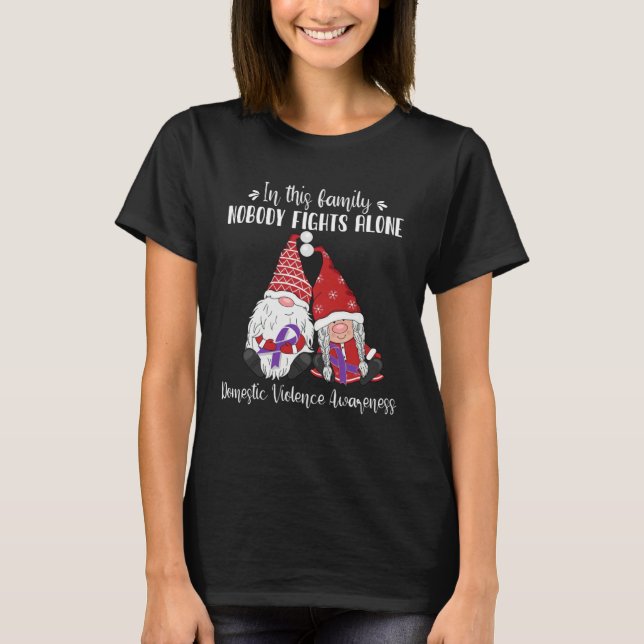 Christmas Gnomes Domestic Violence Awareness T-Shirt (Front)