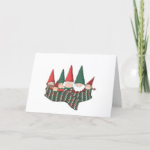 Christmas gnomes family Folded Holiday Card