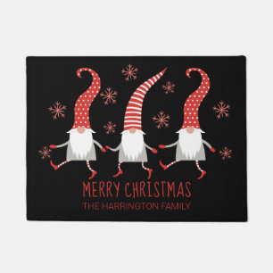 Christmas Gnomes Family Name Door Mat