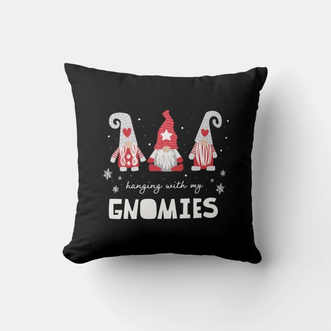 Christmas Gnomes Festive Plaid Nordic  Cushion (Front)